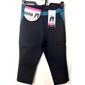 Slim & Trim Womens Neoprene Slimming Capri Pants Teal & Black Large